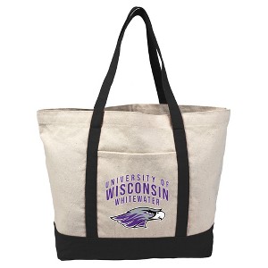 University of Wisconsin Primary Logo Canvas Tote Bag With External Pocket, Reusable Shoulder Bag for Shopping, School, Beach - 1 of 4