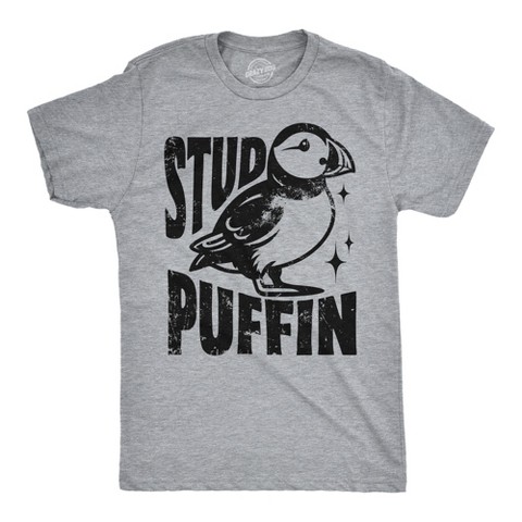 Мужские футболки Crazy Dog T-Shirts, Inc. Mens Funny T Shirts Stud Puffin Sarcastic Graphic Tee for Men - Crazy Dog Men's T Shirt for Animal Lovers Light Grey M