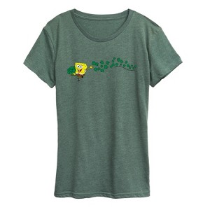 Women's - SpongeBob SquarePants - Spongebob Shamrocks Short Sleeve Graphic T-Shirt - 1 of 4