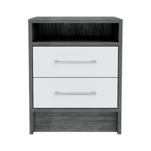 GlasFlength Nightstands Modern Two Drawer Bedside Table with Metal Handles Simple Design for Bedroom Storage, Multicolored, 15.7"*14.7"*19.9" - 1 of 4