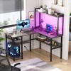 Aheaplus L Shaped Desk with Hutch, LED Lights, Reversible Corner Desk with Power Outlet - 2 of 4