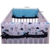 Bacati - Woodlands Aqua/Navy/Gray Boys Cotton Crib Rail Guard Covers set of 2 - 3 of 4
