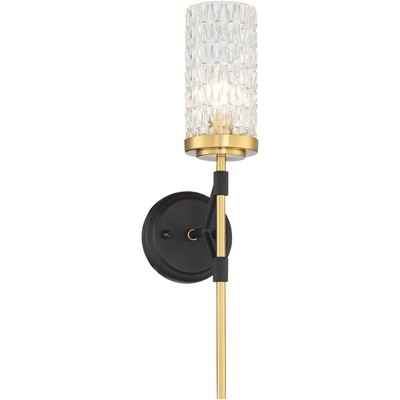 Black and Brass Cylinder Glass Vanity Wall Sconce