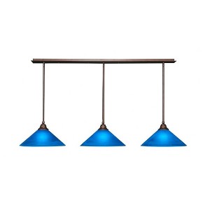 Toltec Lighting Stem 3 - Light Chandelier in  Bronze with 16" Blue Italian Shade - 1 of 1