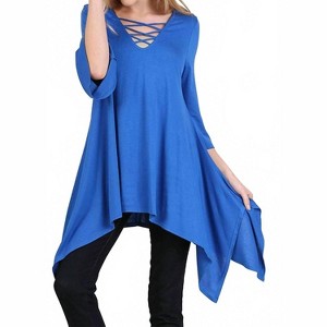 Women's Crossed Bell Sleeve Asymmetrical Tunic - umgee - 1 of 2