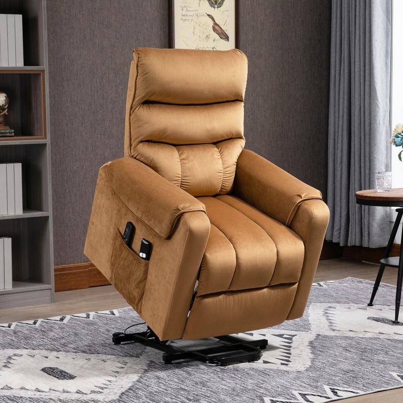 HOMCOM Electric Power Lift Recliner, Velvet Touch Upholstered Vibration Massage Chair with Remote Controls & Side Storage Pocket, 3 of 7