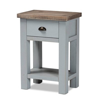 Hastin Two-Tone Wood 1 Drawer Nightstand Brown/Gray - Baxton Studio