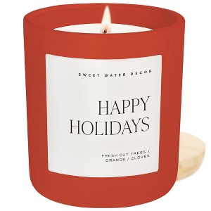 Happy Holidays Soy Candle - Red Matte Jar - 15 oz (Christmas) - 1 of 4