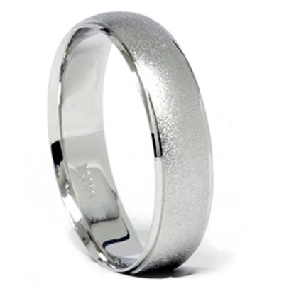 Pompeii3 Satin Finish & Polished Edge Wedding Band 14K White Gold