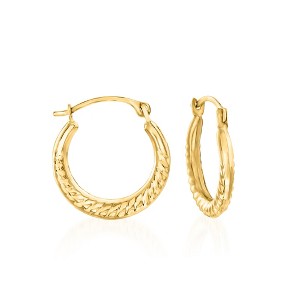 Ross-Simons 14kt Yellow Gold Small Roped Hoop Earrings - 1 of 4