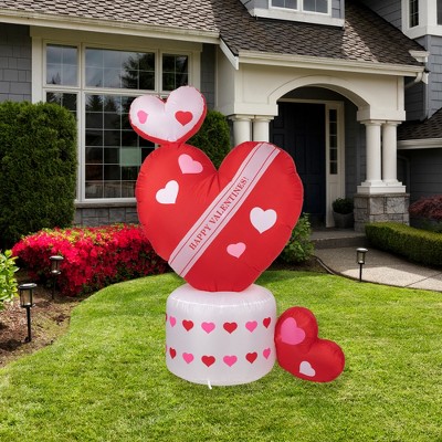 5' Red and White Inflatable Valentine's Day Heart Lawn Decoration