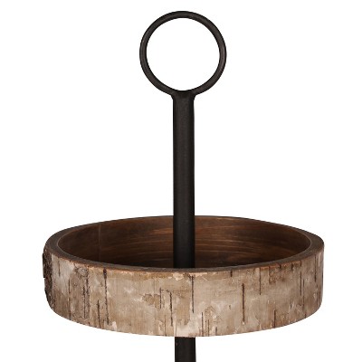 Rustic Birch Wood Round 3-Tiered Organizer Tray
