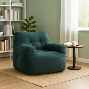 Homy Casa Plush Teddy Fleece Bean Bag Chair, Teal Green – Cozy Lounge Seating for Living Room or Bedroom - 1 of 4
