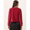Allegra K Women's Winter Cropped Fluffy Long Sleeve Collarless Faux Fur Coat - 4 of 4