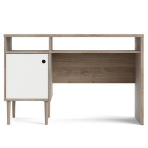 HomeStock 1 Door, 2 Shelf Desk, Jackson Hickory/White Matte - 1 of 4