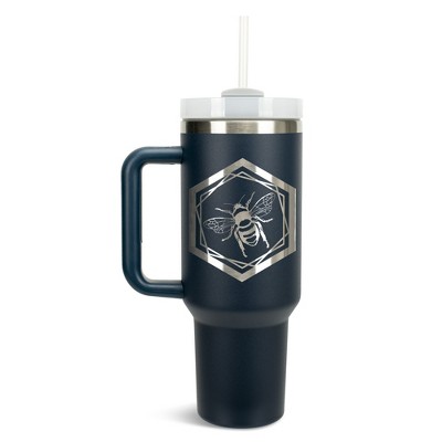 Elanze Designs Hexagon Honey Queen Bumble Bee 40 oz. Stainless Steel, Large Water Bottle Coffee Mug, Spill & Leak Resistant, Thermal Travel Tumbler
