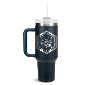 Elanze Designs Hexagon Honey Queen Bumble Bee 40 oz. Stainless Steel, Large Water Bottle Coffee Mug, Spill & Leak Resistant, Thermal Travel Tumbler - 1 of 1