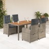 vidaXL 5 Piece Patio Dining Set with Cushions Gray Poly Rattan, Adjustable Reclining Chairs, Tempered Glass Tabletop, Outdoor/Garden/Patio Furniture - 2 of 4