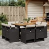 vidaXL Patio Dining Set with Cushions - 9 Piece Poly Rattan Outdoor Furniture, Space-Saving, Comfortable, Removable Covers, Black/Brown - 2 of 4