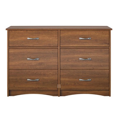 Image of Ameriwood Home Jerry Hill Wide 6 Drawer Dresser, Brown Oak