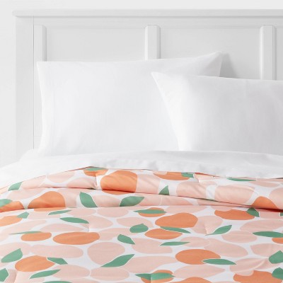 Twin/Twin Extra Long Reversible Microfiber Fruit Print Comforter Light Orange - Room Essentials™