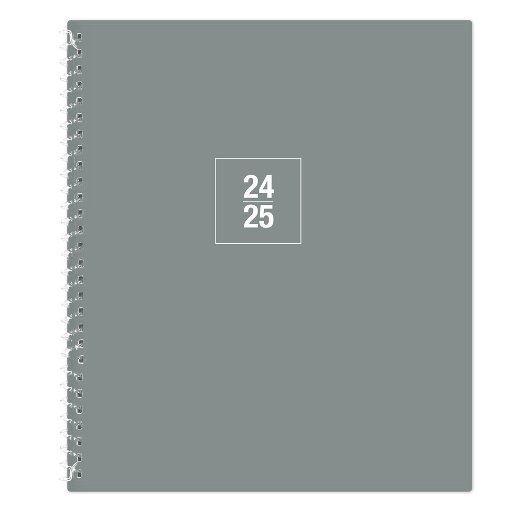 Blue Sky Student July 2024 - June 2025 8""x10"" Weekly/Monthly Wirebound Planner PP Solid Slate Gray -  89485033