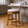 HomeRoots 26" Sand and Natural Fabric and Solid Wood Low Back Counter Height Swivel Bar Chair - 2 of 4