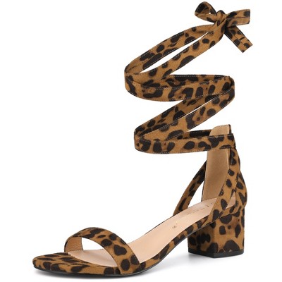 Allegra K Women's Open Toe Block Heel Lace Up Sandals