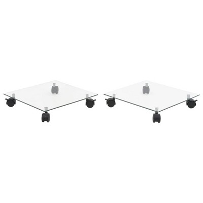 vidaXL Plant Rollers 2 pcs Tempered Glass 13.8" x 13.8" Square