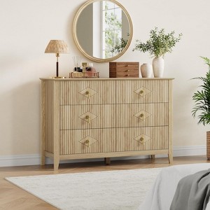 47.2" Fluted 6-Drawer Dresser - Modern Wood Storage for Bedroom & Living Room - 1 of 1