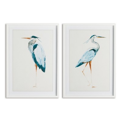 Plum & Post Blue Heron Prints, Set Of 2