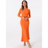 Allegra K Women's Long Sleeve Crop Top and High Waist Mermaid Maxi Skirt Knit Sets 2 Pcs - 2 of 4