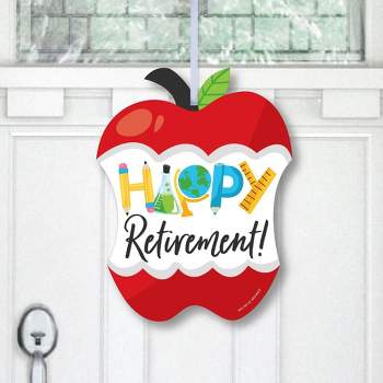 Big Dot of Happiness Teacher Retirement - Hanging Porch Happy Retirement Party Outdoor Decorations - Front Door Decor - 1 Piece Sign
