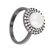 Slickblue Double Halo Pearl Cocktail Ring for Women, Hematite or Silver Finish, Freshwater Pearl, CZ Accents, Sizes 5-10 - 3 of 3