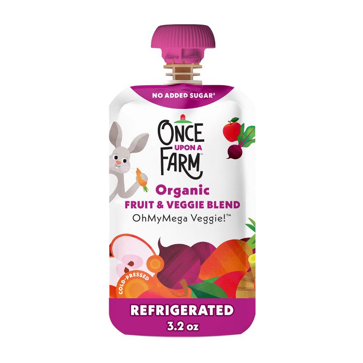 Once Upon a Farm OhMyMegaVeggie Apple, Carrot, Beet Organic Kids' Snack - 3.2oz Pouch, 1 of 12