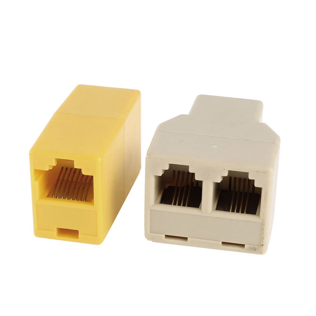 Unique Bargains 6P4C RJ11 Female to Dual Female 8P8C RJ45 Female to Female Plastic Gray Adapter 1 Pc