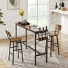 3-Piece Kitchen Table Chairs Set With Bottle Storage Rack 2 People Industrial Dining Bar Table Stools - 2 of 4
