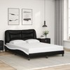 vidaXL LED-Lit Full Size Bed Frame in Black/White - 53.9"x74.8" with Faux Leather Finish, Plywood Slats, and Comfort Headboard Cushion - 3 of 4