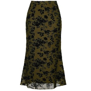 INSPIRE CHIC Floral Print Elastic High Waist Flowy Fishtail Mid Skirt - 1 of 4