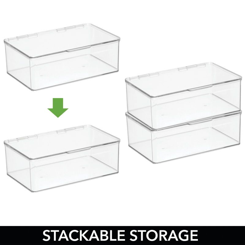mDesign Stackable Closet Shoe Storage Bin Box with Lid, Clear, 4-Pack, 4 of 9