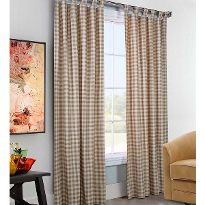 84"L x 160"W Thermalogicª Check Tab-Top Double-Wide Curtain Pair - 1 of 2