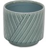 Cheung's Parlora Crossed Diagonal Pattern Straight Side Ceramic Pot - Medium - Green - 4 of 4