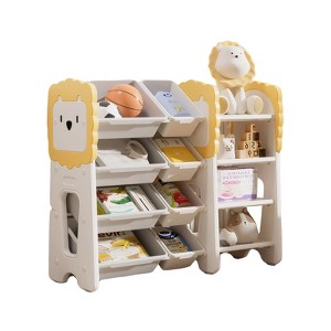 Dexmalle 4-Tier Kids Toy Storage and Bookshelf  with Removable Storage Bins - 1 of 4