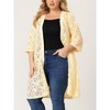 Agnes Orinda Women's Plus Size Lace Open Front 3/4 Sleeve Long Cardigans - 2 of 4
