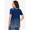 Woman Within Plus Size Lattice-Detail Cold-Shoulder Tee - 3 of 4