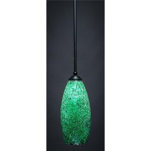 Toltec Lighting Zilo 1 - Light Pendant in  Matte Black with 5.5" Green Fusion Shade - 1 of 1