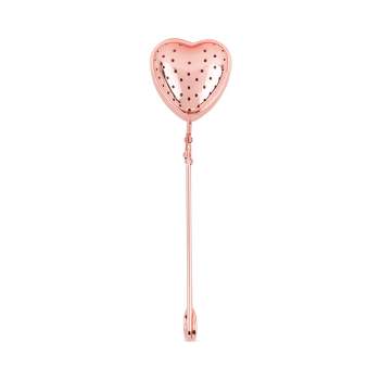 Pinky Up Heart Shaped Tea Ball, Reusable Loose Leaf Tea Infuser, Brew Tea with Ease, Stainless Steel, Rose Gold