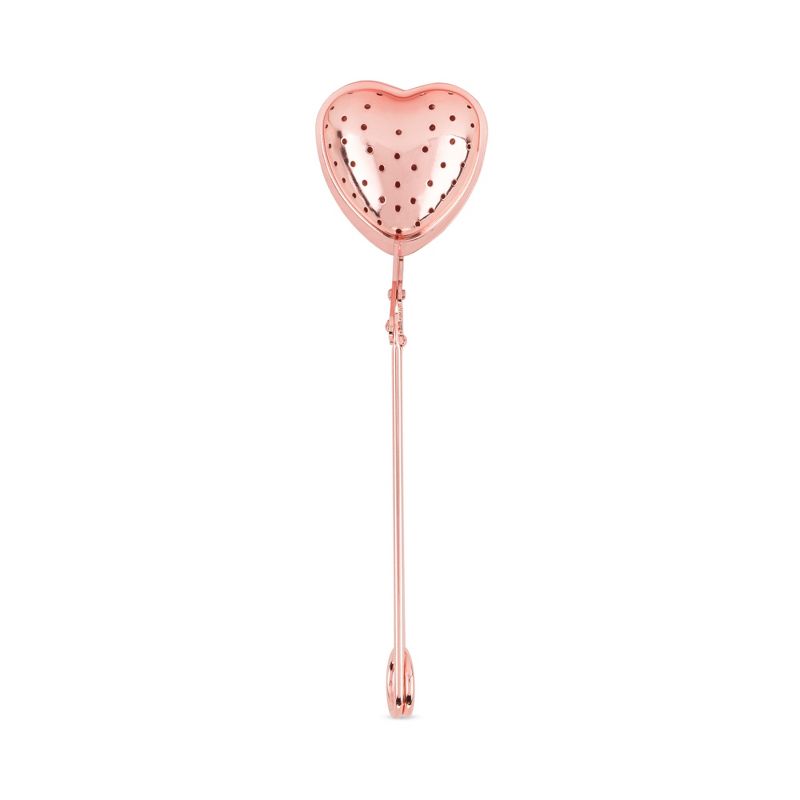 Pinky Up Heart Shaped Tea Ball, Reusable Loose Leaf Tea Infuser, Brew Tea with Ease, Stainless Steel, Rose Gold, 1 of 8