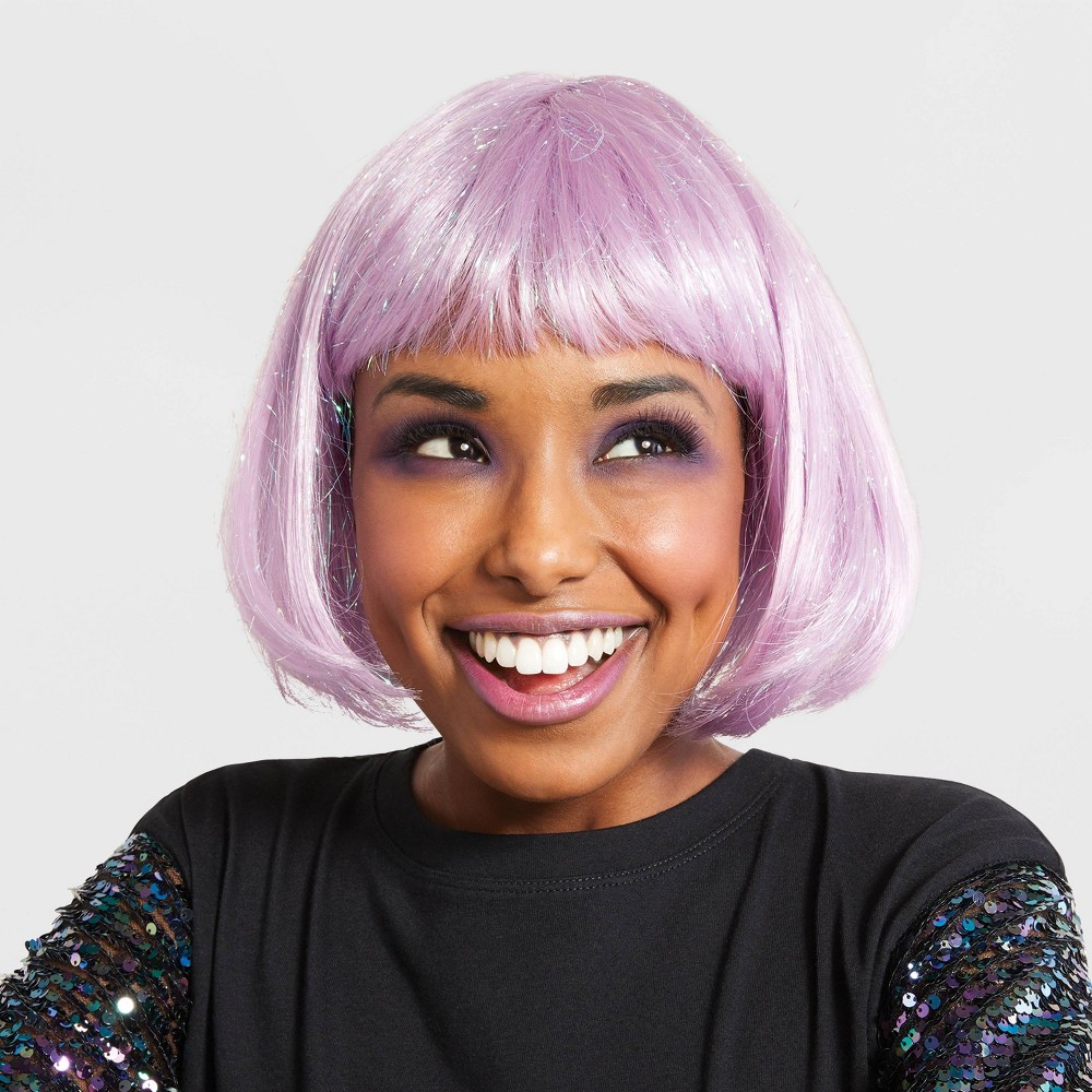 Halloween Adult Shimmer Bob Halloween Wig (Lavender with Iridescent Tinsel) - Hyde & EEK! Boutique