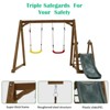 Gulches 2-in-1 Wooden Swing Set for Backyard Kids Playset with Slide & Climbing Rope Ladder, A-Frame Design, for Ages 2-10 - 4 of 4